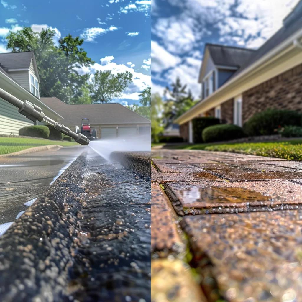 Visual representation of power washing and soft washing techniques, highlighting their differences in application